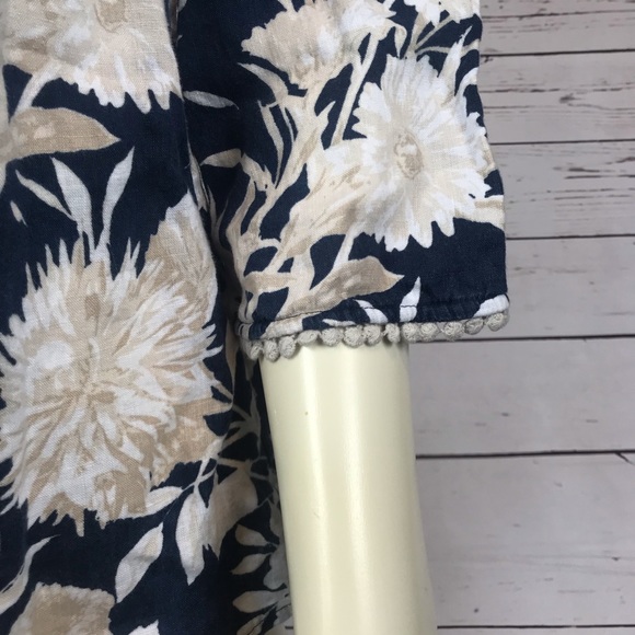 Linen Peasant Shirt Floral Size S EUC - Picture 3 of 7